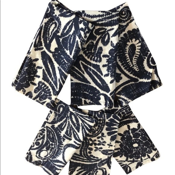 World Market Set 6 100% Cotton Napkins Navy White Square Dining NWOT 100% Cotton - Picture 1 of 5